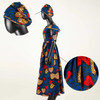 African Women's Plus Size Dresses Ankara Printed Fabric One Shoulder Sexy Wind Gold Sewn Side Wearing Hijab Skirt A2325026