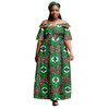 African Women's Plus Size Dresses Ankara Printed Fabric One Shoulder Sexy Wind Gold Sewn Side Wearing Hijab Skirt A2325026
