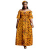 African Women's Plus Size Dresses Ankara Printed Fabric One Shoulder Sexy Wind Gold Sewn Side Wearing Hijab Skirt A2325026