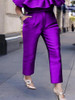 Plus Size 4XL Purple Pants High Elastic Waist Zipper Fly Women Office Work Party Ankle Length Pencil Capris for Ladies Summer