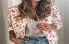 Casual Floral Printed Plus Size Bomber Jacket Autumn Elegant Zipper Coat Office Wear Slim Office Jackets Vintage Outwear 2023