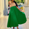 Plus Size Casual Elegant Solid Color Waistband High Waist Large Skirt Hem Medium Length Pleated Temperament Draped Skirt