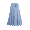 Casual Streetwear Plus Size Long Skirts Women Summer Chiffon Lace Up Bow Maxi Skirt Elegant Stretch High Waist Big Swing Faldas