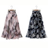 2023 Summer Print Floral Skirts For Women Casual Loose Elastic Waist Plus Size Skirt Belt A-line Chiffon Beach Saias Midi Femme