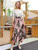 2023 Summer Print Floral Skirts For Women Casual Loose Elastic Waist Plus Size Skirt Belt A-line Chiffon Beach Saias Midi Femme