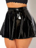 Women Plus Size Faux Latex Skirts High Waist Shiny Patent Leather Pleated A-line Skirt Ladies 6XL Stretch Mini Skater Skirts 7XL