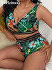 0XL - 4XL Sexy Floral Bikini Large Size Swimwear Plus Size Women Swimsuit Female Two-piece Bikini set Bather Bathing Suit V3893R