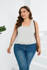 Women's Plus Size Tank Top Sexy Square Neck Sleeveless Swallowtail Button Pullover Summer Fashion Pleated Solid Top