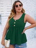 Finjani Loose Tank Tops Solid Button-embellished Tops Fashion Womens Plus Size Clothing Cami Top