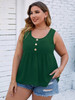 Finjani Loose Tank Tops Solid Button-embellished Tops Fashion Womens Plus Size Clothing Cami Top