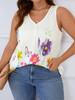 Finjani Tank Tops Plus Size Women Clothing Tie Front Butterfly Flower Print Cami Top Casual Fashion Women's Vest