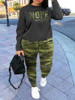 Sets Outifits 2023 New Plus Size Geometric Print Colorblock Sweatshirt & Drawstring Sweatpants Set Of Two Fashion Casual Pieces