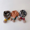 deer jonmi New Winter Korean Style Children Plaid Knitted Scarves Patchwork Bobbles Neckerchief Thicken Warm Toddlers Kids Shawl