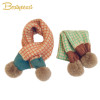 Faux Fur Kids Scarf for Boys Girls Knitted Plaid Pompom Winter Children Scarfs Unisex Kids Neck Warmers Scarves Baby Accessories