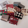 deer jonmi Korean Style New Winter Children Knitted Scarves Plaid Printed Retro All-match Toddlers Kids Warm Shawl