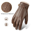 OZERO Mens Fashion Warm Gloves Genuine Leather Touchscreen Waterproof Winter Business Driving Sports Full Finger Gloves 5022