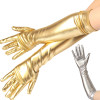 Gold Silver Wet Look Fake Leather Metallic Gloves Evening Party Performance Mittens Women Sexy Elbow Length Long Latex Gloves