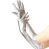 Gold Silver Wet Look Fake Leather Metallic Gloves Evening Party Performance Mittens Women Sexy Elbow Length Long Latex Gloves