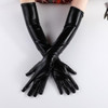 Gold Silver Wet Look Fake Leather Metallic Gloves Evening Party Performance Mittens Women Sexy Elbow Length Long Latex Gloves