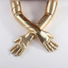 Gold Silver Wet Look Fake Leather Metallic Gloves Evening Party Performance Mittens Women Sexy Elbow Length Long Latex Gloves