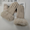 Korean Suede Leather Sports Cycling Warm Gloves Women's Winter Plus Velvet Thicken Full Finger Touch Screen Driving Mittens H92