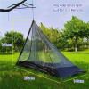 320/400 Pyramid Tent‘s Inner Mesh Tent Square Rodless Summer Mosquito Net Light Weight for Outdoor Camping Backpacking Hiking