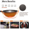12.5" Traditional Iron Wok Carbon Steel Wok Pan Non-stick Kitchen Cookwar Woks and Stir Fry Pans with lid for All Stoves