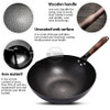 Konco Pure Iron wok cast iron pan Non-coated Pot General use for Gas and Induction Cooker 32cm Chinese Wok Cookware Pan