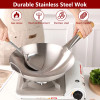 Durable Stainless Steel Wok,Brushed Polished,Beech Anti-Scald Handle,Kitchen Cookware for Gas Stoves,Portable Chef Cooking Pot