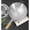 Durable Stainless Steel Wok,Brushed Polished,Beech Anti-Scald Handle,Kitchen Cookware for Gas Stoves,Portable Chef Cooking Pot
