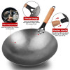 Leesin High Quality Uncoated Iron Wok Chinese Handmade Wok Pan For Gas Stove