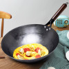 Konco Household Iron Wok,Hand Forging Iron Pan Wooden Handle Pure Iron No Coating Non-stick Wok Pot Gas Cooker