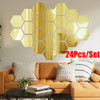 24/1Pcs Mini Mirror Wall Stickers Acrylic Self Adhesive Removable Hexagon Wall Decals For DIY Living Room Bedroom Home Decor