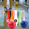 12 Pieces Wooden Color Bowling Set 10 Pins 2 Ball Bowling Game Outdoor Sport Toy