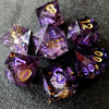 MINI PLANET Purple Lavender Liquid Core Dice Set Polyhedral Sharp Resin Dice with Flowing Sand D&D Dice Box Set For RPG Desktop