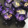 MINI PLANET Purple Lavender Liquid Core Dice Set Polyhedral Sharp Resin Dice with Flowing Sand D&D Dice Box Set For RPG Desktop
