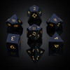 Cusdie 7-Die Handmade Obsidian Dice, 16mm D4-D20 Polyhedral Stone Dice Set with Leather Box, Gemstone D&D Dices for Collection