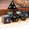 Cusdie 7-Die Handmade Obsidian Dice, 16mm D4-D20 Polyhedral Stone Dice Set with Leather Box, Gemstone D&D Dices for Collection