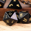 Cusdie 7-Die Handmade Obsidian Dice, 16mm D4-D20 Polyhedral Stone Dice Set with Leather Box, Gemstone D&D Dices for Collection