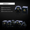 Cusdie 7-Die Handmade Obsidian Dice, 16mm D4-D20 Polyhedral Stone Dice Set with Leather Box, Gemstone D&D Dices for Collection