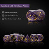 Cusdie Handmade Amethyst Dice 7Pcs 16mm Polyhedral Stone Dice Set with Leather Box Gemstone D&D Dices for Collection RPG