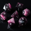Cusdie Set of 7 Handmade Stone Dice, 16mm Polyhedral Dice Set with Leather Box, Gemstone Dices for Collection - Like Cat's Eyes