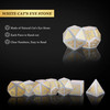 Cusdie Set of 7 Handmade Stone Dice, 16mm Polyhedral Dice Set with Leather Box, Gemstone Dices for Collection - Like Cat's Eyes