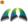 Surfboard UPSURF Single Tabs Fin Size M Blue with Green Color 3 pcs/set Honeycomb Fiberglass Surfing Board Swimming Accessories