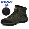 BONA New Designers Leather Hiking Shoes Men Winter Outdoor Mens Sport ShoesTrekking Mountain Athletic Shoes Man