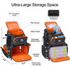Fishing Camping Tackle Backpack with 4 Trays Large Waterproof Lure Bag with Protective Rain Cover and 4 Tackle Box Tactical Bag