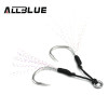 ALLBLUE 4pairs/lot Metal Jig Assist Hook With PE Line Feather Solid Ring Jigging Spoon Saltwater Fishhook for 5-80g Lure