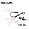 ALLBLUE 4pairs/lot Metal Jig Assist Hook With PE Line Feather Solid Ring Jigging Spoon Saltwater Fishhook for 5-80g Lure