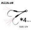 ALLBLUE 4pairs/lot Metal Jig Assist Hook With PE Line Feather Solid Ring Jigging Spoon Saltwater Fishhook for 5-80g Lure