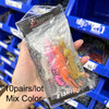 TEASER 10Pair/lot BKK Twin Assist Fishhook Jig Fishing Lure Artificial Silicone Soft Skirt Squid Hook Luminous Rubber Tai Kabura